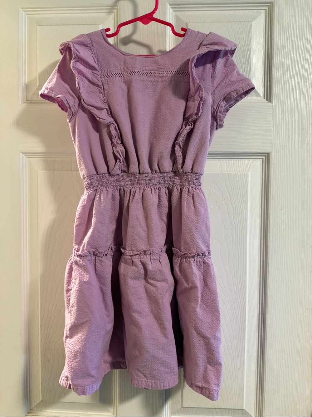Lilac Ruffle Sleeve Girls' Dress - Comfortable Tiered Design